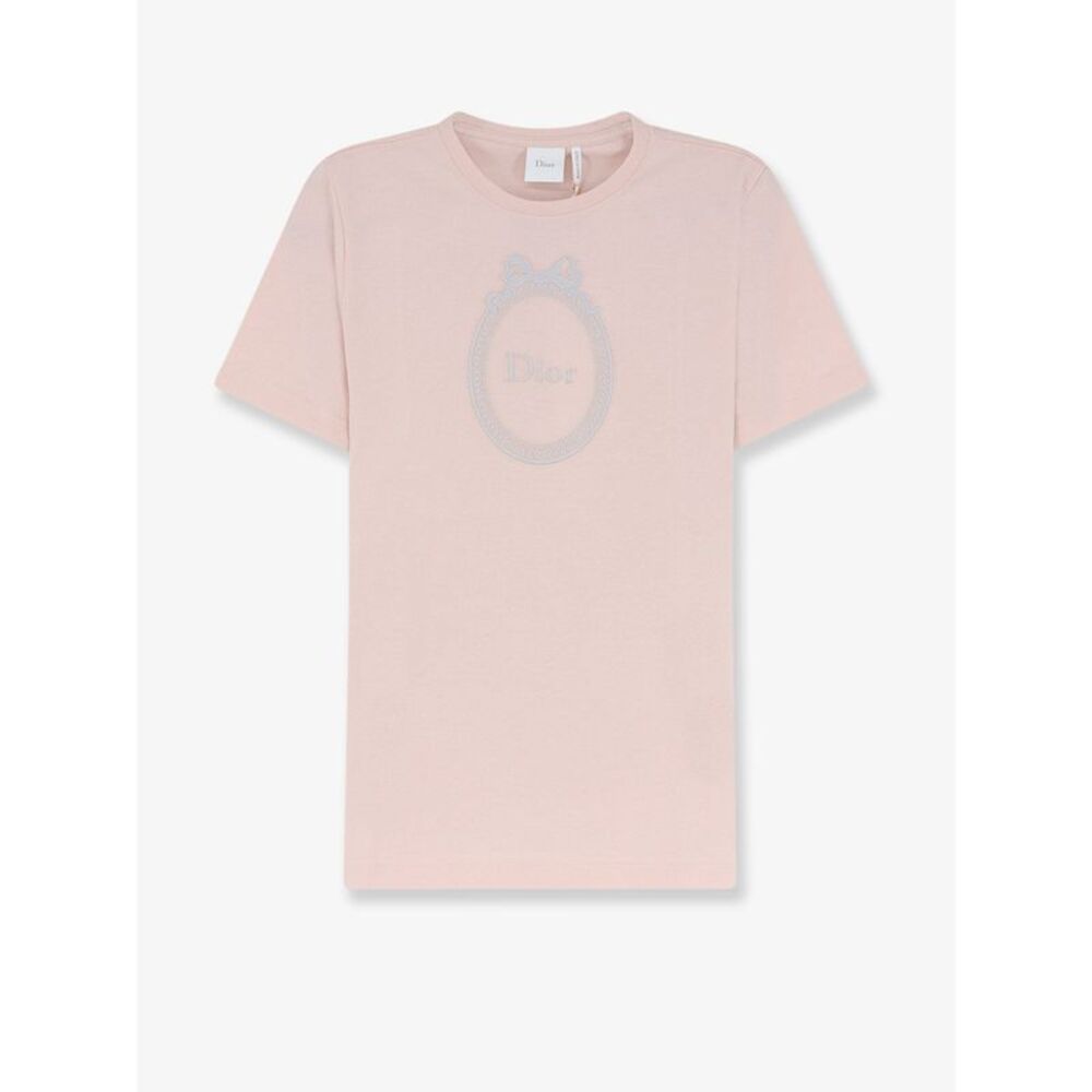 Dior Women Cotton T-Shirt With Dior Medallion Embroidery